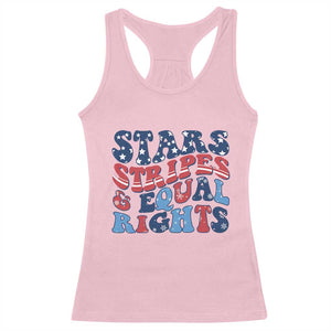 Stars Stripes And Equal Rights Racerback Tank Top Groovy Retro 4th Of July TS10 Light Pink Print Your Wear