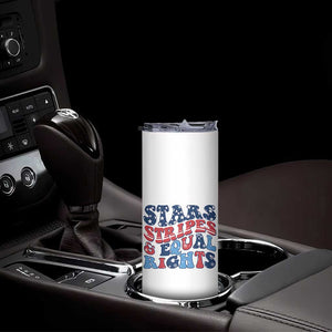 Stars Stripes And Equal Rights Skinny Tumbler Groovy Retro 4th Of July TS10 Print Your Wear