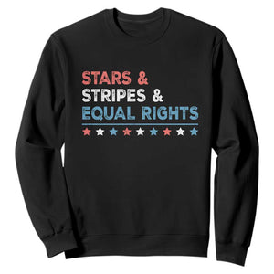 Stars Stripes And Equal Rights Sweatshirt 4th Of July Women's Rights TS11 Black Print Your Wear