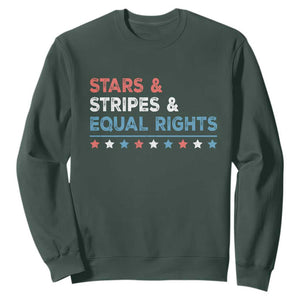 Stars Stripes And Equal Rights Sweatshirt 4th Of July Women's Rights TS11 Dark Forest Green Print Your Wear