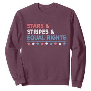 Stars Stripes And Equal Rights Sweatshirt 4th Of July Women's Rights TS11 Maroon Print Your Wear
