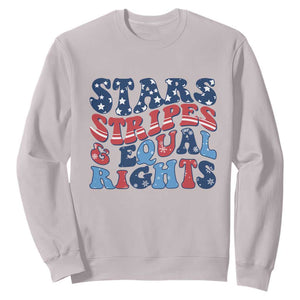 Stars Stripes And Equal Rights Sweatshirt Groovy Retro 4th Of July TS10 Ice Gray Print Your Wear