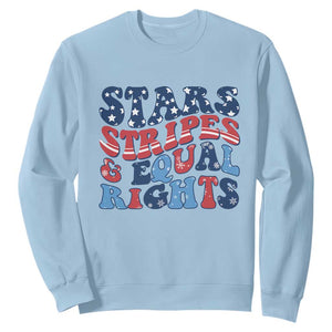 Stars Stripes And Equal Rights Sweatshirt Groovy Retro 4th Of July TS10 Light Blue Print Your Wear