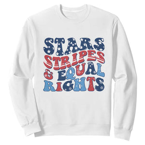 Stars Stripes And Equal Rights Sweatshirt Groovy Retro 4th Of July TS10 White Print Your Wear