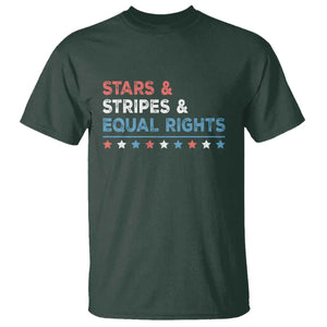 Stars Stripes And Equal Rights T Shirt 4th Of July Women's Rights TS11 Dark Forest Green Print Your Wear