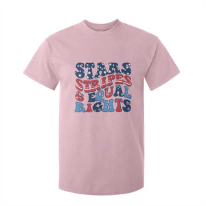 Stars Stripes And Equal Rights T Shirt For Kid Groovy Retro 4th Of July TS10 Light Pink Print Your Wear