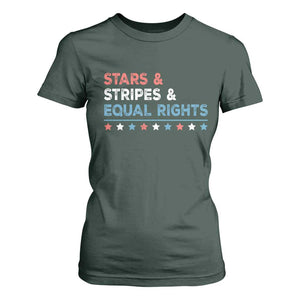 Stars Stripes And Equal Rights T Shirt For Women 4th Of July Women's Rights TS11 Dark Forest Green Print Your Wear