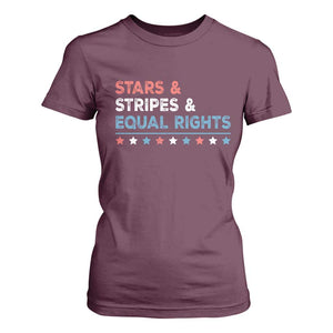 Stars Stripes And Equal Rights T Shirt For Women 4th Of July Women's Rights TS11 Maroon Print Your Wear