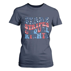 Stars Stripes And Equal Rights T Shirt For Women Groovy Retro 4th Of July TS10 Navy Print Your Wear