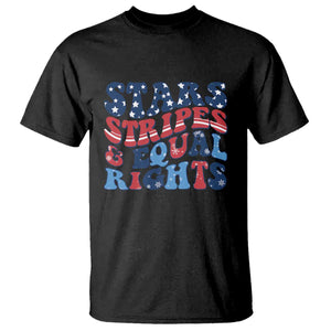 Stars Stripes And Equal Rights T Shirt Groovy Retro 4th Of July TS10 Black Print Your Wear