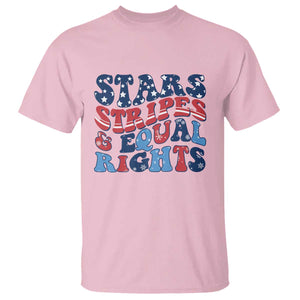 Stars Stripes And Equal Rights T Shirt Groovy Retro 4th Of July TS10 Light Pink Print Your Wear