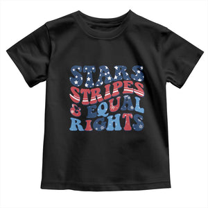 Stars Stripes And Equal Rights Toddler T Shirt Groovy Retro 4th Of July TS10 Black Print Your Wear