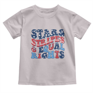 Stars Stripes And Equal Rights Toddler T Shirt Groovy Retro 4th Of July TS10 Ice Gray Print Your Wear