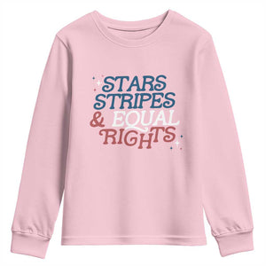Stars Stripes And Equal Rights Youth Sweatshirt 4th Of July Liberal American TS11 Light Pink Print Your Wear