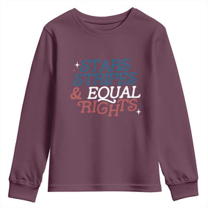 Stars Stripes And Equal Rights Youth Sweatshirt 4th Of July Liberal American TS11 Maroon Print Your Wear
