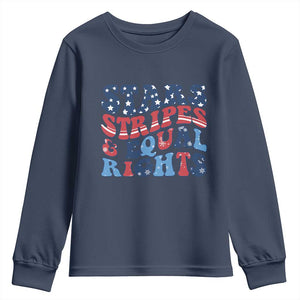 Stars Stripes And Equal Rights Youth Sweatshirt Groovy Retro 4th Of July TS10 Navy Print Your Wear