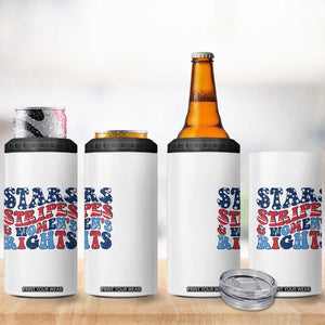 Stars Stripes And Women Rights 4 in 1 Can Cooler Tumbler Groovy Retro 4th Of July TS10 Print Your Wear