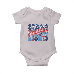 Stars Stripes And Women Rights Baby Onesie Groovy Retro 4th Of July TS10 Ice Gray Print Your Wear