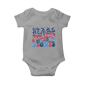 Stars Stripes And Women Rights Baby Onesie Groovy Retro 4th Of July TS10 Sport Gray Print Your Wear