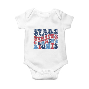Stars Stripes And Women Rights Baby Onesie Groovy Retro 4th Of July TS10 White Print Your Wear