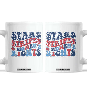 Stars Stripes And Women Rights Coffee Mug Groovy Retro 4th Of July TS10 White Print Your Wear