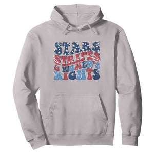 Stars Stripes And Women Rights Hoodie Groovy Retro 4th Of July TS10 Ice Gray Print Your Wear