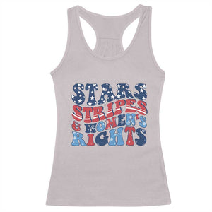 Stars Stripes And Women Rights Racerback Tank Top Groovy Retro 4th Of July TS10 Ice Gray Print Your Wear