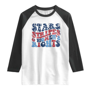 Stars Stripes And Women Rights Raglan Shirt Groovy Retro 4th Of July TS10 White Black Print Your Wear