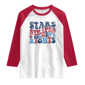 Stars Stripes And Women Rights Raglan Shirt Groovy Retro 4th Of July TS10 White Red Print Your Wear
