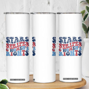 Stars Stripes And Women Rights Skinny Tumbler Groovy Retro 4th Of July TS10 Print Your Wear