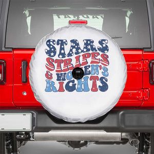 Stars Stripes And Women Rights Spare Tire Cover Groovy Retro 4th Of July TS10 White Print Your Wear