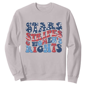 Stars Stripes And Women Rights Sweatshirt Groovy Retro 4th Of July TS10 Ice Gray Print Your Wear