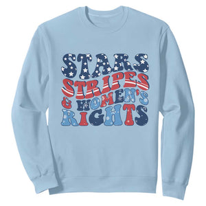 Stars Stripes And Women Rights Sweatshirt Groovy Retro 4th Of July TS10 Light Blue Print Your Wear