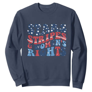 Stars Stripes And Women Rights Sweatshirt Groovy Retro 4th Of July TS10 Navy Print Your Wear