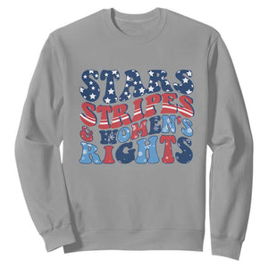Stars Stripes And Women Rights Sweatshirt Groovy Retro 4th Of July TS10 Sport Gray Print Your Wear
