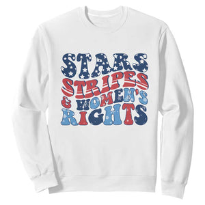 Stars Stripes And Women Rights Sweatshirt Groovy Retro 4th Of July TS10 White Print Your Wear
