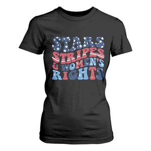 Stars Stripes And Women Rights T Shirt For Women Groovy Retro 4th Of July TS10 Black Print Your Wear