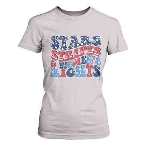 Stars Stripes And Women Rights T Shirt For Women Groovy Retro 4th Of July TS10 Ice Gray Print Your Wear
