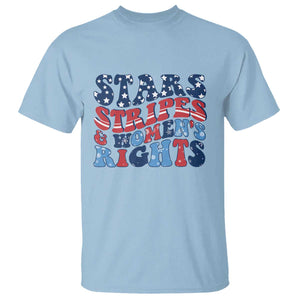 Stars Stripes And Women Rights T Shirt Groovy Retro 4th Of July TS10 Light Blue Print Your Wear