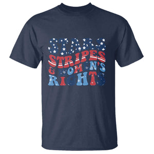 Stars Stripes And Women Rights T Shirt Groovy Retro 4th Of July TS10 Navy Print Your Wear