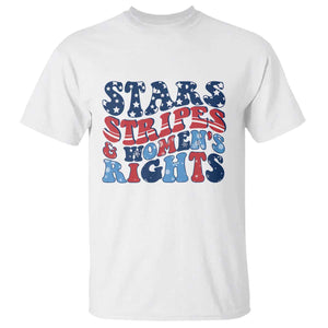Stars Stripes And Women Rights T Shirt Groovy Retro 4th Of July TS10 White Print Your Wear