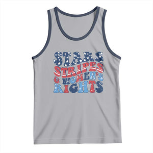 Stars Stripes And Women Rights Tank Top Groovy Retro 4th Of July TS10 Athletic Heather Navy Print Your Wear