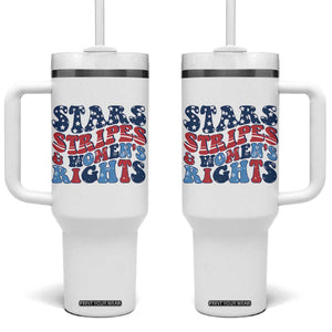 Stars Stripes And Women Rights Tumbler With Handle Groovy Retro 4th Of July TS10 One Size: 40 oz White Print Your Wear