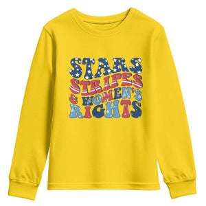 Stars Stripes And Women Rights Youth Sweatshirt Groovy Retro 4th Of July TS10 Daisy Print Your Wear