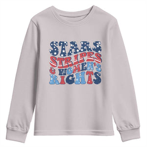 Stars Stripes And Women Rights Youth Sweatshirt Groovy Retro 4th Of July TS10 Ice Gray Print Your Wear