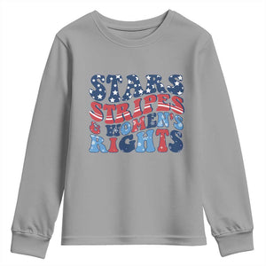Stars Stripes And Women Rights Youth Sweatshirt Groovy Retro 4th Of July TS10 Sport Gray Print Your Wear