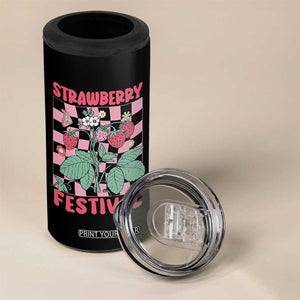 Strawberry Festival 4 in 1 Can Cooler Tumbler Fruit Lover Botanical Retro Groovy TS02 Print Your Wear