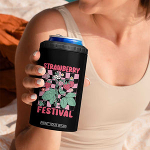Strawberry Festival 4 in 1 Can Cooler Tumbler Fruit Lover Botanical Retro Groovy TS02 Print Your Wear