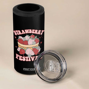 Strawberry Festival 4 in 1 Can Cooler Tumbler Retro Strawberries Fruit Lover TS02 Print Your Wear