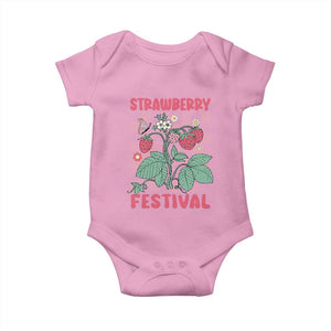 Strawberry Festival Baby Onesie Fruit Lover Botanical Retro Groovy TS02 Light Pink Print Your Wear
